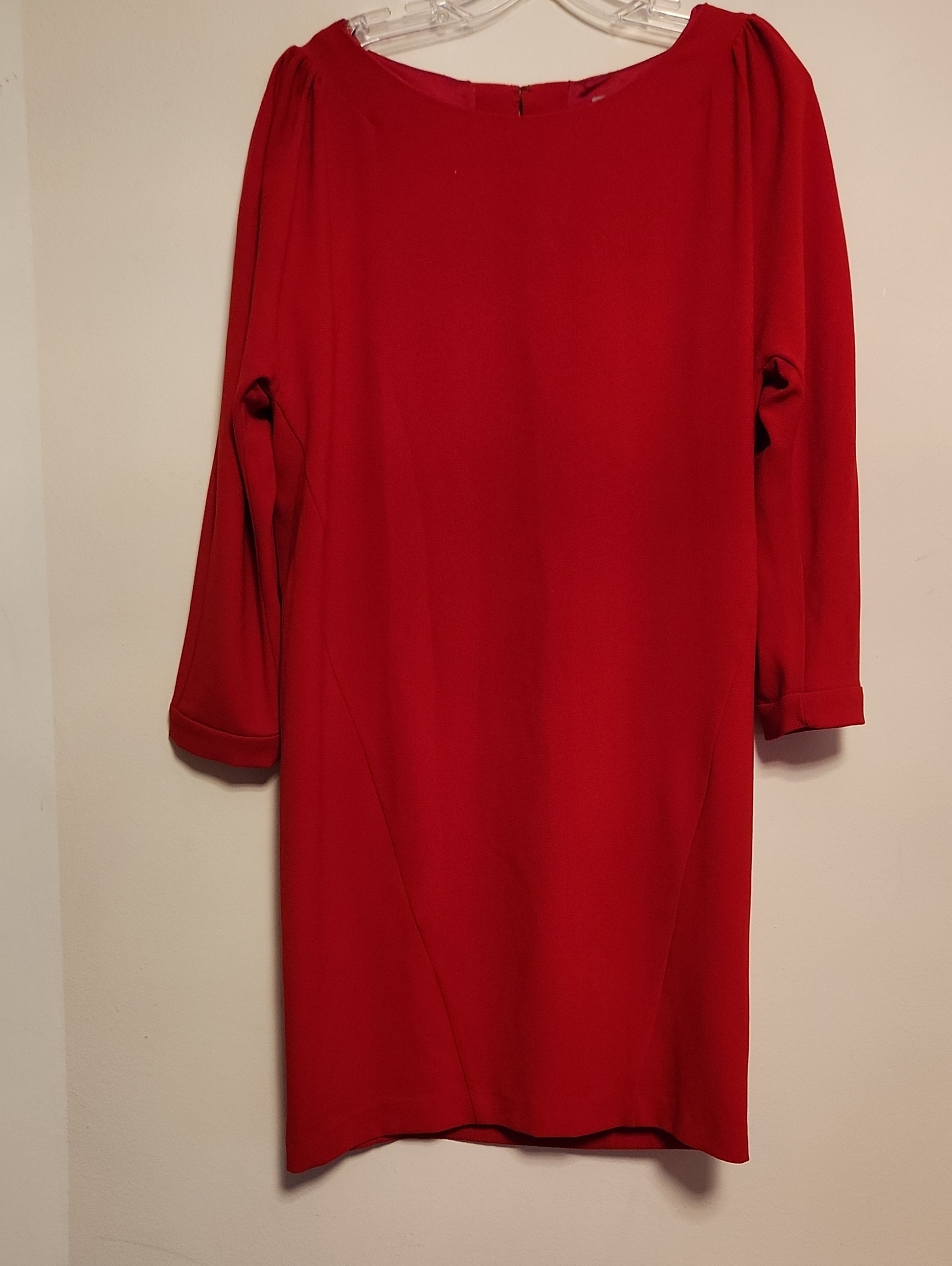 Hoss Intropia Wool Blend Red Long Sleeeve Mini/Midi Dress Size 40 Eu 6/8 Us